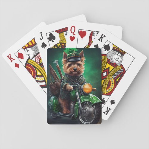 Australian Terrier driving bike St Patricks Day Poker Cards