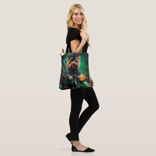 Australian Terrier driving bike St. Patrick's Day Tote Bag (On Model)