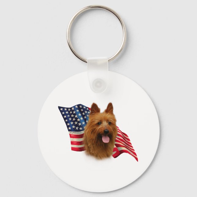 Australian Terrier Flag Keychain (Front)