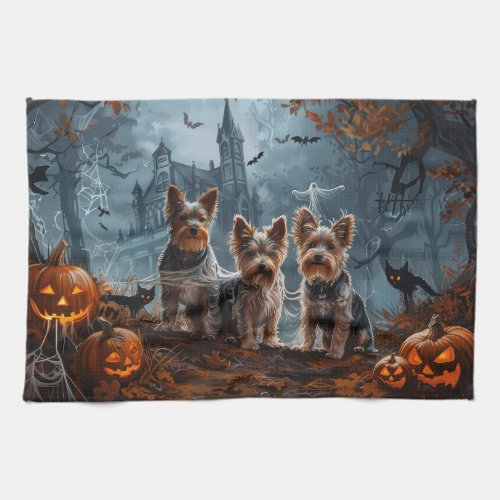 Australian Terrier Halloween Night Doggy Delight Kitchen Towel
