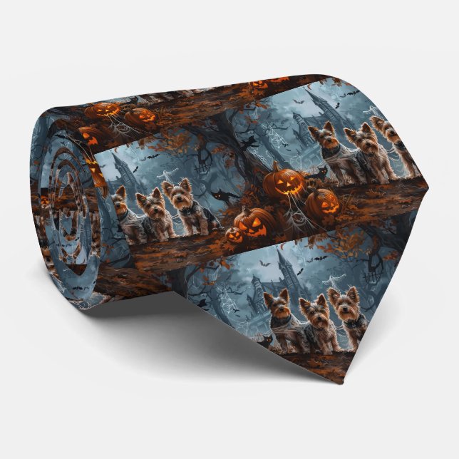 Australian Terrier Halloween Night Doggy Delight Neck Tie (Rolled)