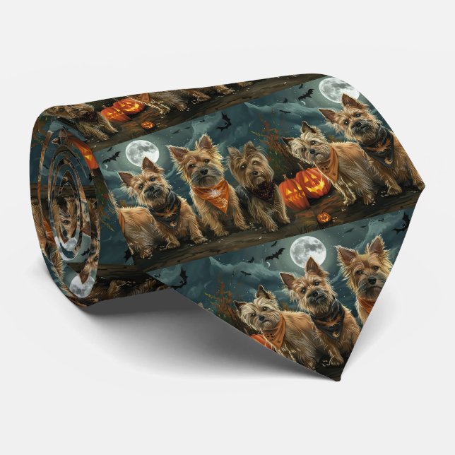 Australian Terrier Halloween Spooky Neck Tie (Rolled)