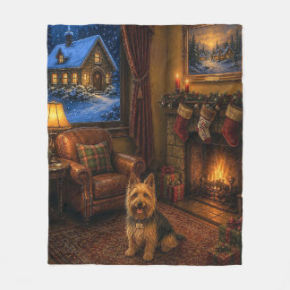 Australian Terrier Holiday  Fleece Blanket