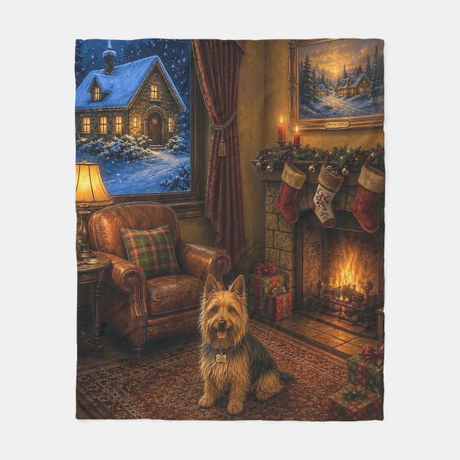 Australian Terrier Holiday  Fleece Blanket (Front)