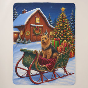 Australian Terrier Holiday Sherpa Blanket