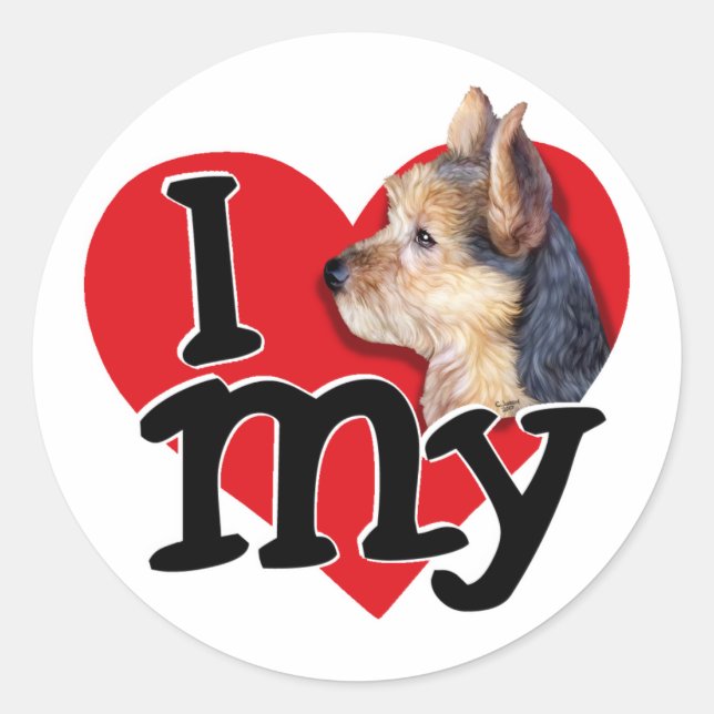 Australian Terrier I (heart) my Classic Round Sticker (Front)