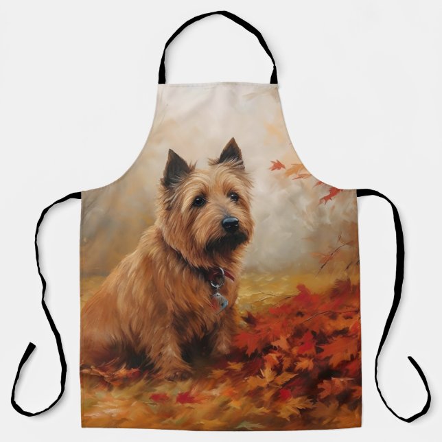 Australian Terrier in Autumn Leaves Fall Inspire Apron (Front)