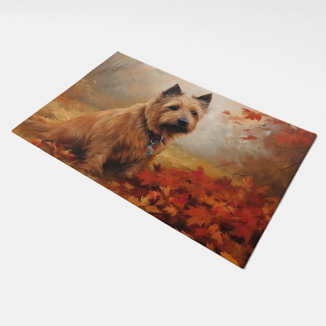 Australian Terrier in Autumn Leaves Fall Inspire Doormat (Angled)