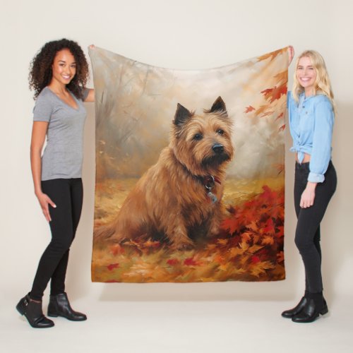 Australian Terrier in Autumn Leaves Fall Inspire Fleece Blanket