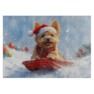 Australian Terrier in Sledge Let it Snow Christmas Cutting Board