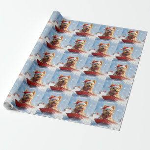 Australian Terrier in Sledge Let it Snow Christmas Wrapping Paper