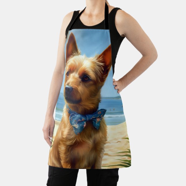 Australian Terrier On Beach dog lover summer gift Apron (Insitu)