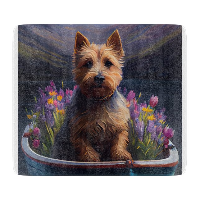 Australian Terrier on Paddle: A Scenic Adventure Cutting Board (Front)