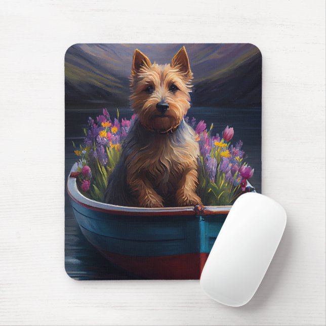 Australian Terrier on Paddle: A Scenic Adventure Mouse Pad (With Mouse)