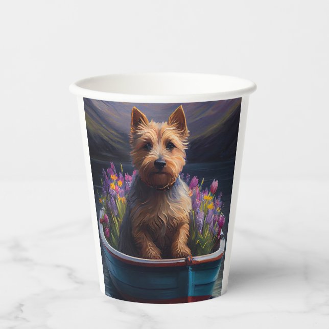 Australian Terrier on Paddle: A Scenic Adventure Paper Cups (Front)
