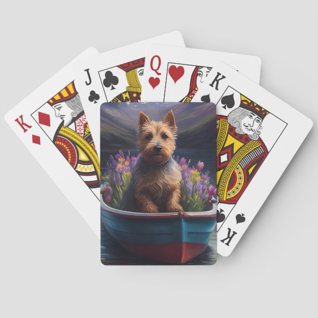 Australian Terrier on Paddle: A Scenic Adventure Poker Cards (Back)
