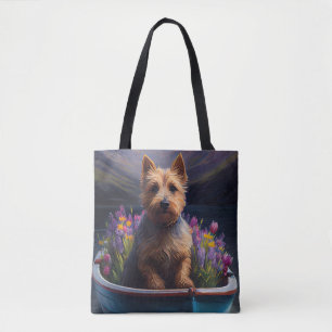 Australian Terrier on Paddle: A Scenic Adventure Tote Bag