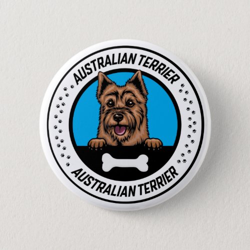 Australian Terrier Peeking Illustration Badge Button