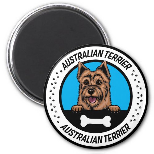 Australian Terrier Peeking Illustration Badge Magnet