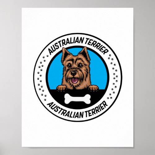 Australian Terrier Peeking Illustration Badge Poster