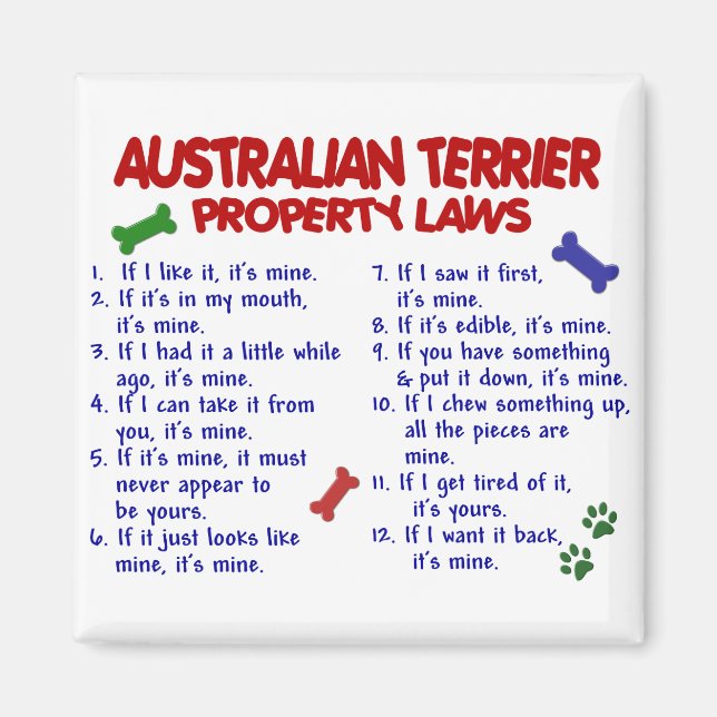 AUSTRALIAN TERRIER Property Laws 2 Magnet (Front)