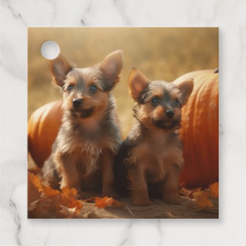 Australian Terrier Puppy Autumn Delight Pumpkin Favor Tags