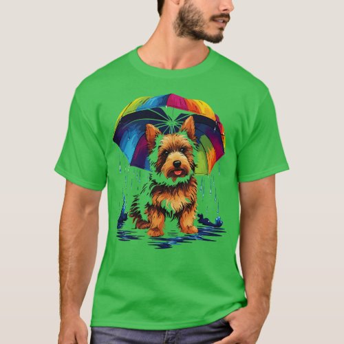 Australian Terrier Rainy Day With Umbrella T_Shirt