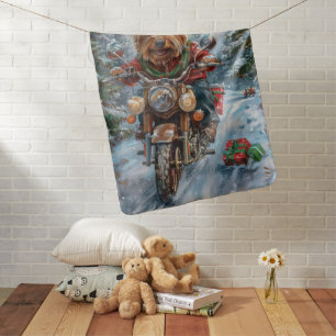 Australian Terrier Riding Motorcycle Christmas Baby Blanket
