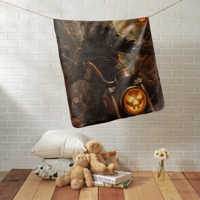 Australian Terrier Riding Motorcycle Halloween  Baby Blanket (In Situ)