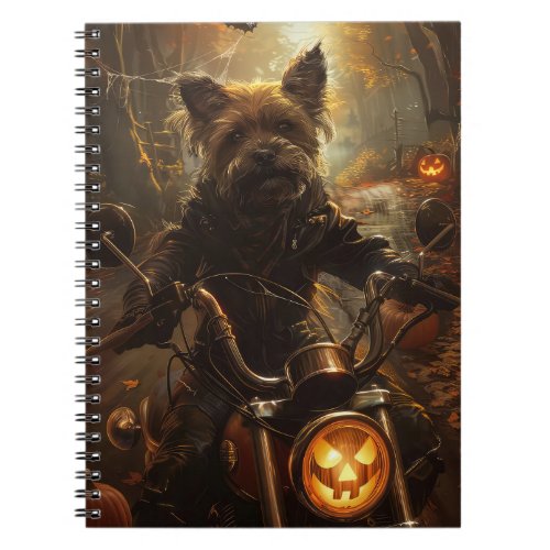 Australian Terrier Riding Motorcycle Halloween  Notebook