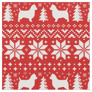 Australian Terrier Silhouettes Christmas Holiday Fabric
