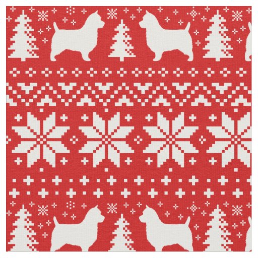 Australian Terrier Silhouettes Christmas Holiday Fabric