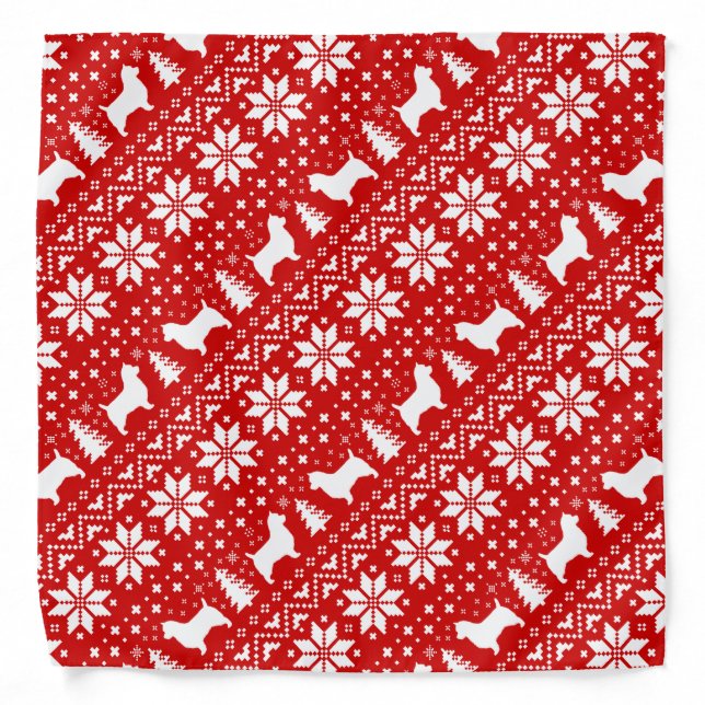 Australian Terrier Silhouettes Christmas Pattern Bandana (Front)