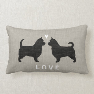 Australian Terrier Silhouettes (Long Tails) Love Lumbar Pillow