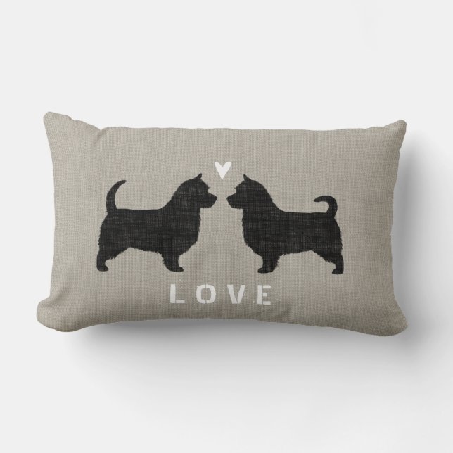 Australian Terrier Silhouettes (Long Tails) Love Lumbar Pillow (Front)