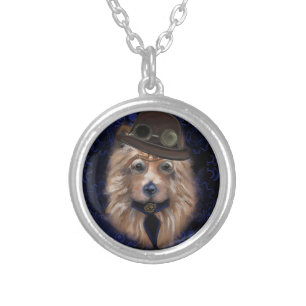 Australian Terrier  Silver Plated Necklace