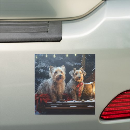 Australian Terrier Snowy Sleigh Christmas Decor  Car Magnet