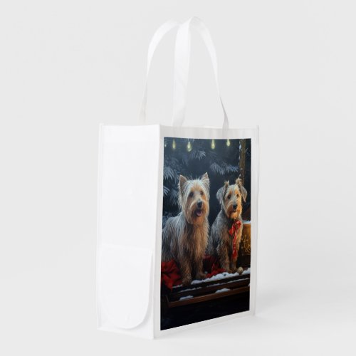 Australian Terrier Snowy Sleigh Christmas Decor  Grocery Bag