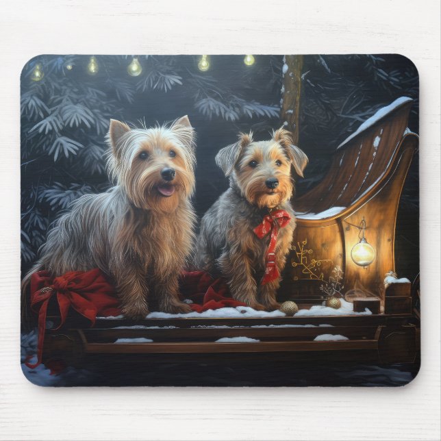 Australian Terrier Snowy Sleigh Christmas Decor  Mouse Pad (Front)