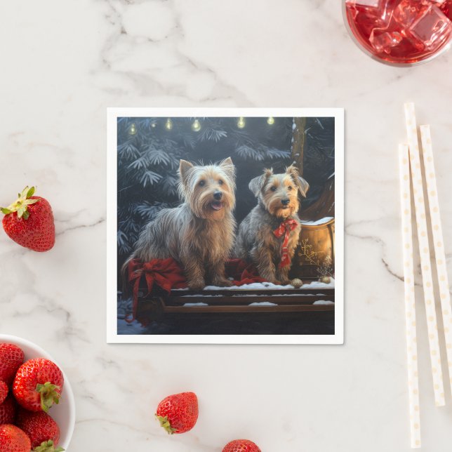 Australian Terrier Snowy Sleigh Christmas Decor  Napkins (Insitu)