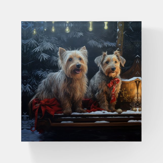 Australian Terrier Snowy Sleigh Christmas Decor  Paperweight (Front)