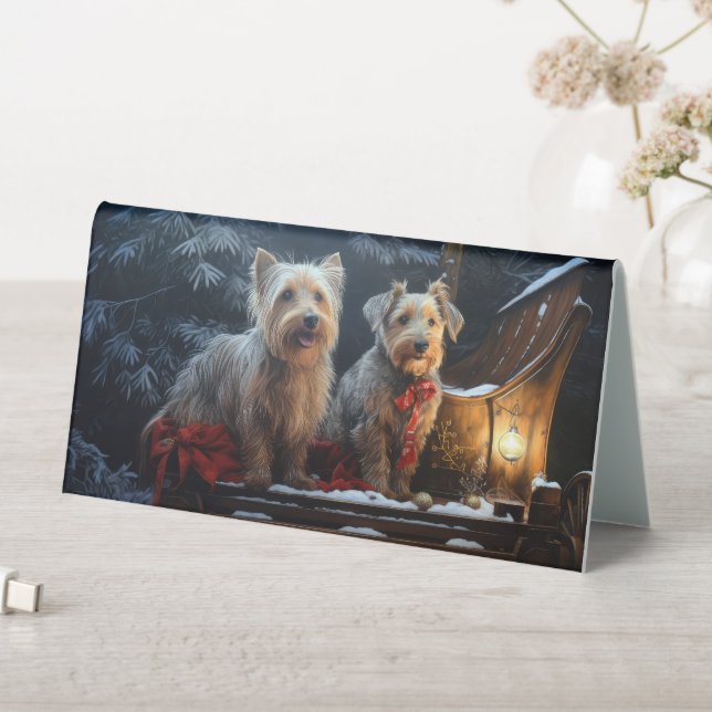 Australian Terrier Snowy Sleigh Christmas Decor  Table Tent (In SItu (Table))