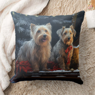 Australian Terrier Snowy Sleigh Christmas Decor  Throw Pillow