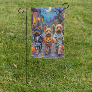 Australian Terrier Trick-or-Treating in Halloween Garden Flag