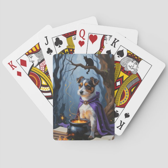 Australian Terrier Whimsical Halloween Painting Poker Cards (Back)