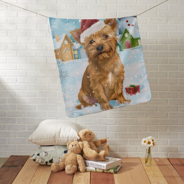 Australian Terrier Winter Wonderland Christmas  Baby Blanket (In Situ)