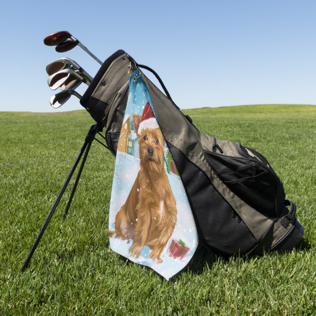 Australian Terrier Winter Wonderland Christmas  Golf Towel (Green)