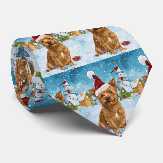 Australian Terrier Winter Wonderland Christmas  Neck Tie (Rolled)