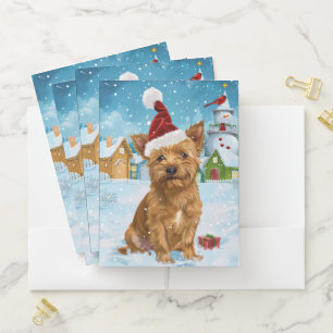 Australian Terrier Winter Wonderland Christmas Pocket Folder