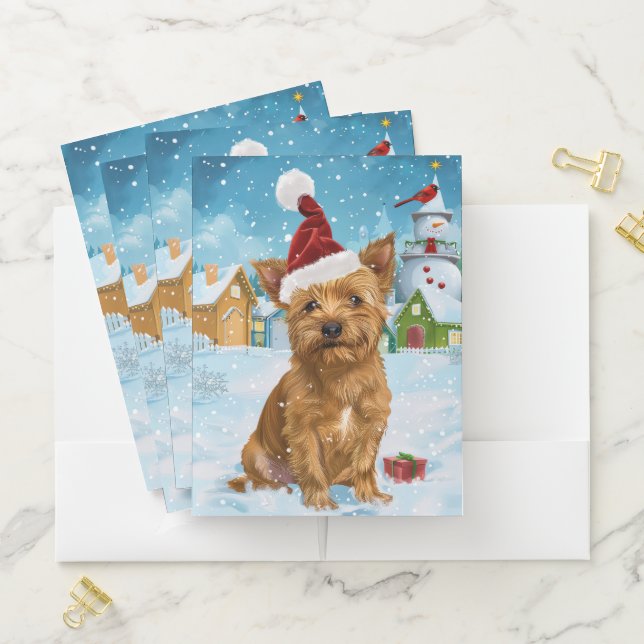 Australian Terrier Winter Wonderland Christmas  Pocket Folder (In Situ)